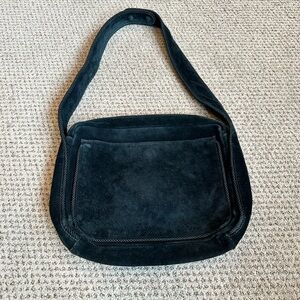 Francesco Biasia Black Suede Messenger Bag